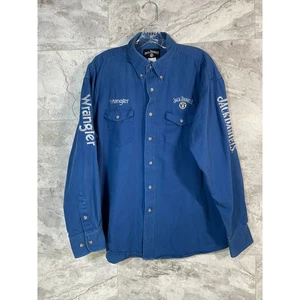Camicia da lavoro Wrangler Jack Daniel's Brand uomo 1X blu manica lunga con bottoni - Foto 1 di 15