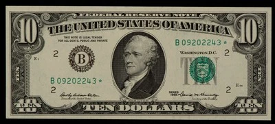 FR 2018-B* $10 1969 Federal Reserve Note US - Star Note - UNC - SKU-CA1338 - Image 1 of 2