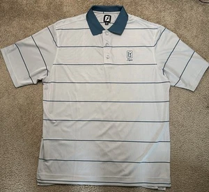 FootJoy Polo Shirt Mens XL Grey Striped Performance Stretch Golf TPC Sawgrass - Picture 1 of 3