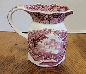 Vintage MASON'S Ironstone Red & White Transferware Pitcher 5 5/8" Vista ENGLAND  - Picture 1 of 9