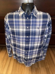 Polo Ralph Lauren Georgia Shirt Mens Size Large Blue Check Plaid Long Sleeve - Picture 1 of 7