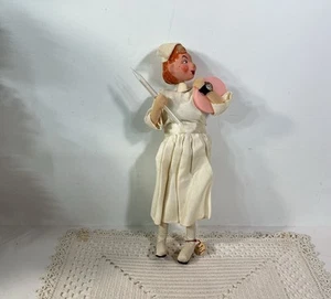 "Muñeca enfermera de tela Mario años 50 vintage con termómetro de vidrio ~ estilo Klumpe 10""" - Imagen 1 de 17