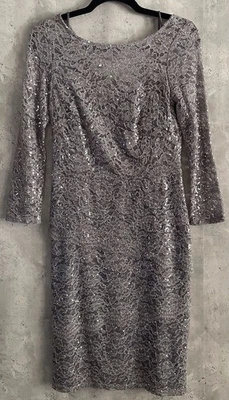 MARINA Mujer Gris Noche/Plata Formal Lentejuelas Forradas Bordes Festoneados Talla 4 Foto 1 de 4