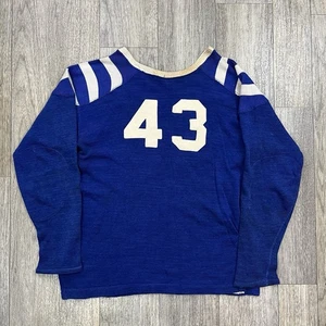 Camiseta de fútbol Goldsmith verdadera vintage de los años 40 azul Durene blanco #43 talla 40 - Imagen 1 de 13