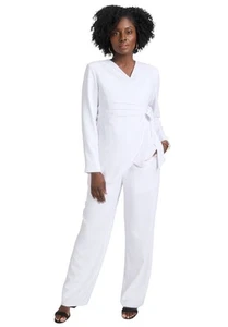 Jessica London Women's Plus Size 2-Piece Faux Wrap Pantsuit - Picture 1 of 14