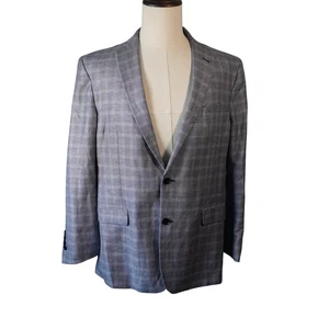 Brooks Brothers Regent Fit Plaid Wool Linen Blend Sport Coat Blazer Mens 44R - Picture 1 of 11