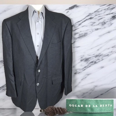 Chaqueta Blazer Oscar De La Renta Para Hombre 50R Gris Oscuro Mezcla Seda VL Foto 1 de 4
