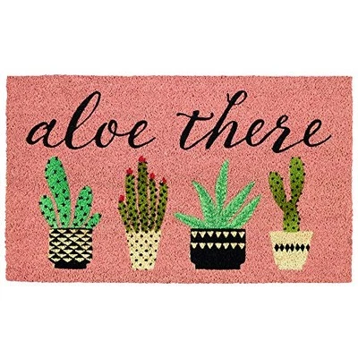  Natural Coir Doormat, Decorative Hello Mat, 17x29, Aloe There  - Image 1 of 4