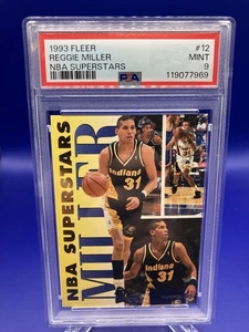 1993-94 Fleer NBA Superstars Reggie Miller RARE INSERT PSA 9 POP 11 Pacers HOF - Picture 1 of 2