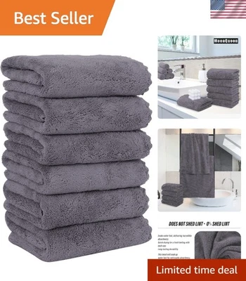 Toallas de Mano Gris de Lujo - Paquete de 6 Microfibra Ultra Absorbente Terciopelo Coral 16x28 Foto 1 de 4