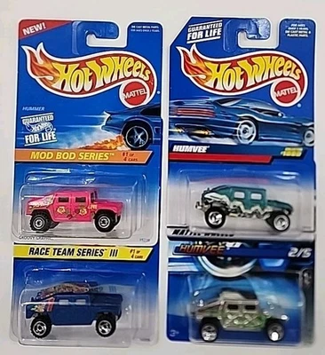Hot Wheels Lote de 4 Hummer/Humvee, 1996, 1997 Hummer, 1999, 2007 Humvee Foto 1 de 4