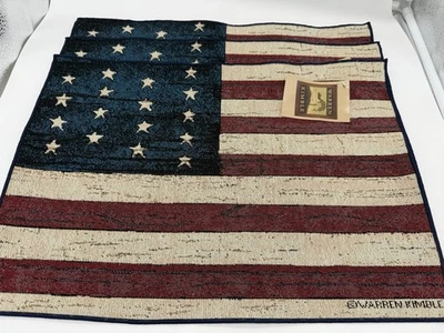 Warren Kimble Colonial Placemats Set of 3 American Flag Americana 18.5 X 13 - Image 1 of 4