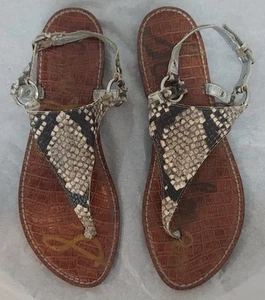 Sam Edelman Greta flache Fersenriemen-Sandale natürliches Schlangenmuster Damengröße 10 - Bild 1 von 12