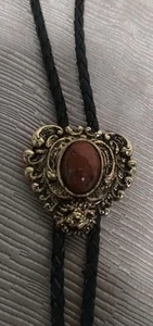 Vintage Brass Bolo Tie Heart Made In USA - Picture 1 of 8