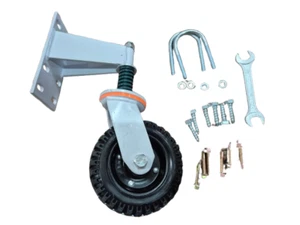 White Gate Wheel Swing Gates Wheels Rotation Spring Loaded Bracket Casters - Picture 1 of 19