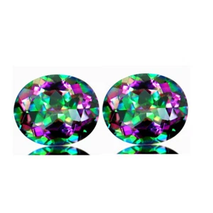 8.11Cts Fabulous Natural Mystic Color Quartz Oval 12X10mm Matching Pair - Picture 1 of 2