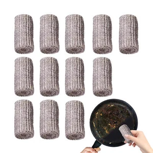 12X STEEL WOOL SCRUBBER PADS FOR CLEANING DISHES POTS PANS & GRILLS Bonus Handle - Foto 1 di 11