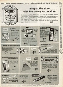 1975 Vintage Print Ad Sentry Baumarkt im Laden mit Wachposten an der Tür - Bild 1 von 2