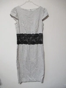 CR 2110 Paper Dolls Damen Kleid Gr. 36 weiß schwarz Punkte Kurzarm kurz Spitze - Bild 1 von 5