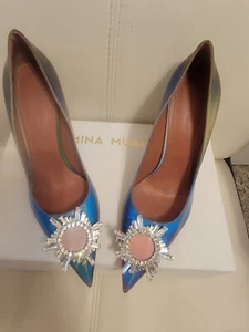 AMINA MUADDI BEGUM POINTED TOE PUMPS SHADOW LOLLIPOP WOMEN'S SIZE 38.5 US 8.5 - Picture 1 of 17