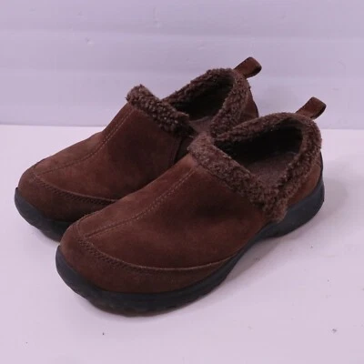 Lands End Marrón Gamuza Cuero Imitación Piel Forrado Slipon Todo Clima Botas Zapatos 6.5 B Foto 1 de 4
