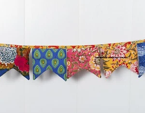 Indian Fabric Triangle Flag Bunting Pennant Banner for Outdoor Wedding Decor 3M - Picture 1 of 4