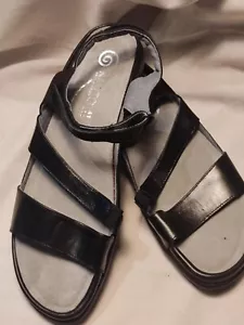 NAOT Black Leather Cross Strap Flat Sandal Sz. 11M - Picture 1 of 5