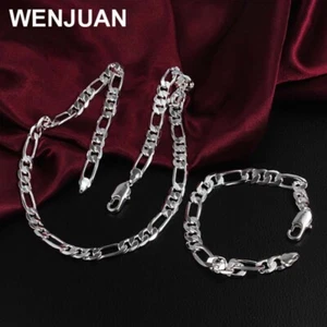 Set collana bracciale catena uomo argento sterling 925 8 mm bigiotteria moda - Foto 1 di 2