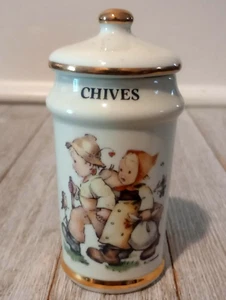 Vintage 1987 MJ Hummel Chives Spice Jar Gold Trim Porcelain Made in Japan - Picture 1 of 7