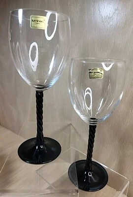 Juego de 2 copas de vino Cristal D'arques-Durand Angelique de ónix negro vástago trenzado Foto 1 de 4