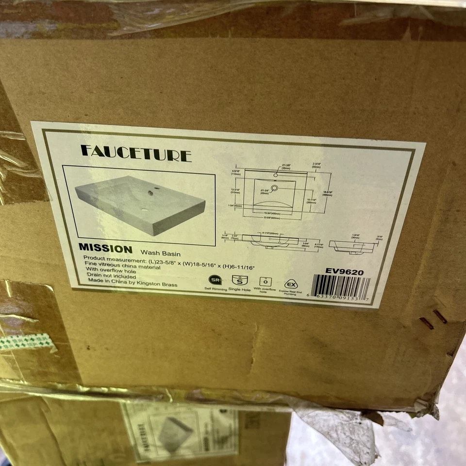 Kingston Brass EV9620 Mission 23-5/8" Rectangular Ceramic Vessel - White - Image 1 of 1