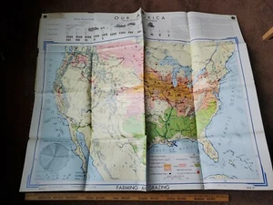 Vintage 1966 Denoyer-Geppert Social Science Map WA31 Farming and Grazing - Picture 1 of 12