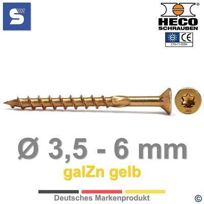 HECO Topix-Plus Holzbauschrauben Teilgewinde | gelb verzinkt | Senkkopf | Torx
