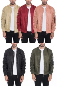 Mens Windbreaker Bomber Scrunched Rouched Bomber Jacket Utility Pocket S-2XL - Picture 1 of 11