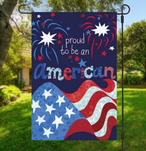 Proud to Be An American Fireworks Double Sided Patriotic Garden Flag 4th of July - Picture 1 of 7