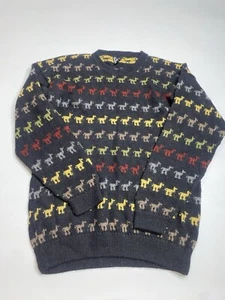 Vintage Amanta Colorful Alpaca Pattern Sweater Colorful 100% Alpaca 90s Size S - Picture 1 of 6