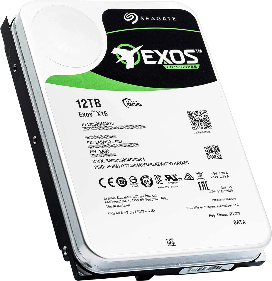 Seagate Exos X16 ST12000NM001G 12TB 512E SATA 6Gb/s 3.5"  Enterprise Hard Drive - Image 1 of 1