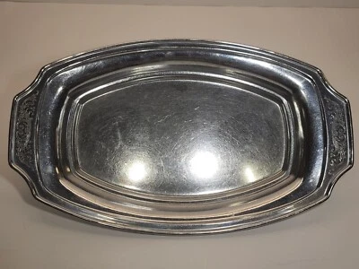 Serving Tray Farberware Brooklyn Stainless Silvertone Decorative Dish Tray 12x7 - Image 1 of 4