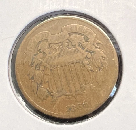 1865 FANCY FIVE 2-CENT PIECE GRADES AG/GOOD ACTUAL COIN  #C14130 Cover