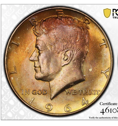 Gorgeous 1964-D Kennedy 50c PCGS  MS66 Beautiful Original Toning Rare ! Cover