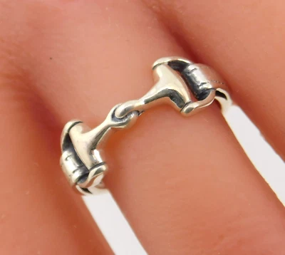 Anillo KABANA 925 Plata Esterlina Caballo Broca Broca Banda Talla 6.75 Foto 1 de 4