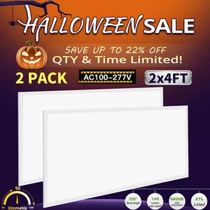 2 Pack 2x4 LED Flat Panel Light, Ceiling Lighting Fixture, 7800 Lumens, 110-277V - Picture 1 of 20