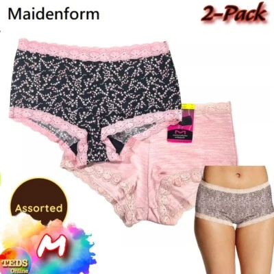 Paquete de 2 ropa interior corta Maidenform para mujer M con ribete de encaje 40760 nuevo con etiquetas Foto 1 de 4