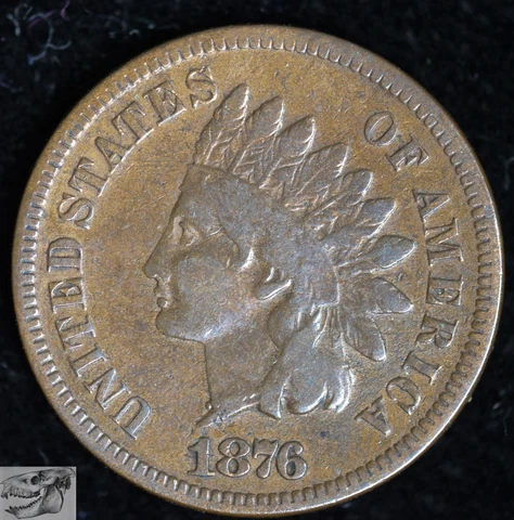 1876 Indian Head Cent, Penny, Fine Condition, Free Shipping in USA, C6265 Cover