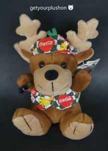 VINTAGE 1998 COCA-COLA CHRISTMAS REINDEER BEANIE PLUSH * 6.5" TALL - Picture 1 of 2