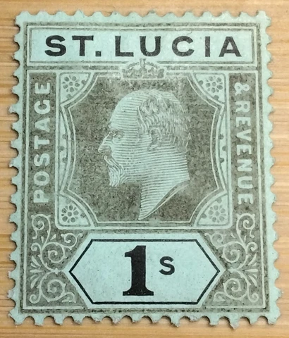 1909 ST LUCIA KEVII 1s BLACK ON GREEN SG 75 MINT STAMP Cover