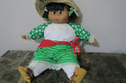 Momis Munecas Mexico Souvenir Girl 10? Doll Green White Dress Sandals Hat
