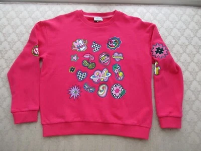 Marc Jacob Girls' Pink Fuchsia Cotton Sweatshirt w/Logo Patch Designs, Sz 12Y - Image 1 of 4
