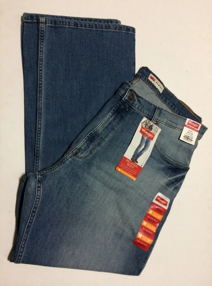 Wrangler Authentics Mens Relaxed Fit Straight Wide Leg Blue Jeans 36x29 RN130273