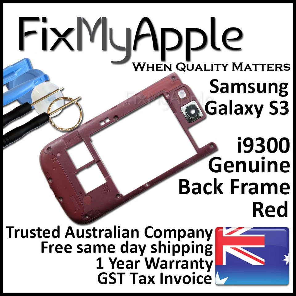 Samsung Galaxy S3 i9300 Red Back Housing Frame Camera Lens Cover Replacement - Image 1 of 4